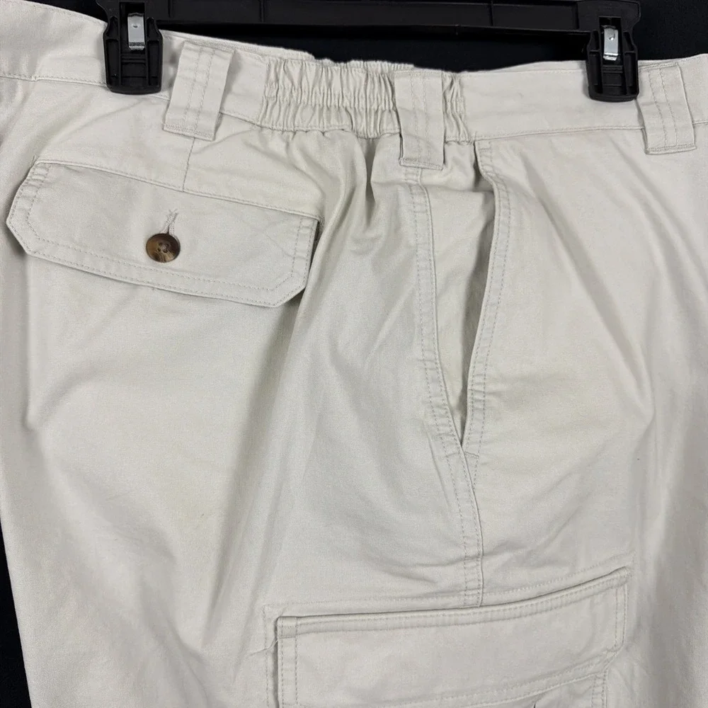 LL Bean Mens Cargo Pants 42x30 Light Khaki Comfort Waist Cotton Utility 191819